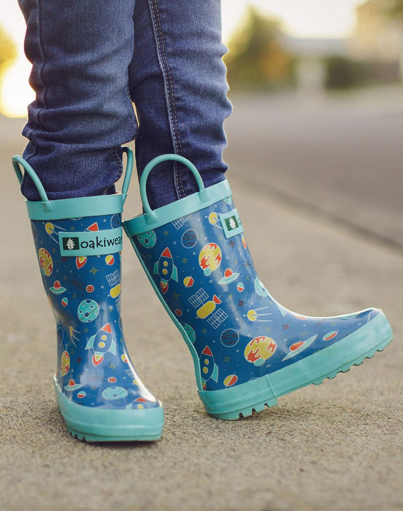 CHILDREN’S RUBBER RAIN BOOTS, OUTER SPACE