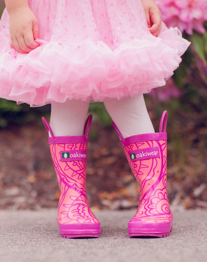 CHILDREN’S RUBBER RAIN BOOTS, HENNA PINK