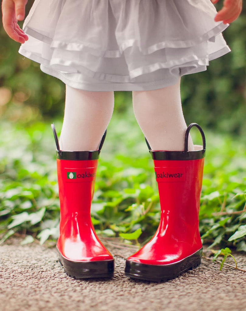 CHILDREN’S RUBBER RAIN BOOTS, FIERY RED