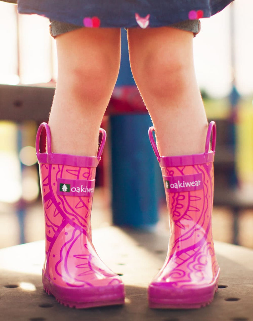 CHILDREN’S RUBBER RAIN BOOTS, HENNA PINK