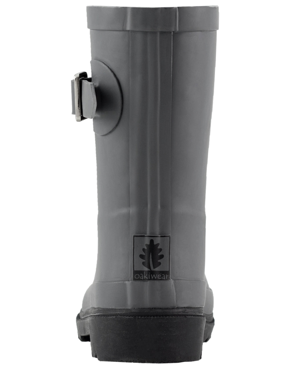 KID’S BUCKLE RUBBER RAIN BOOTS DARK GRAY & BLACK