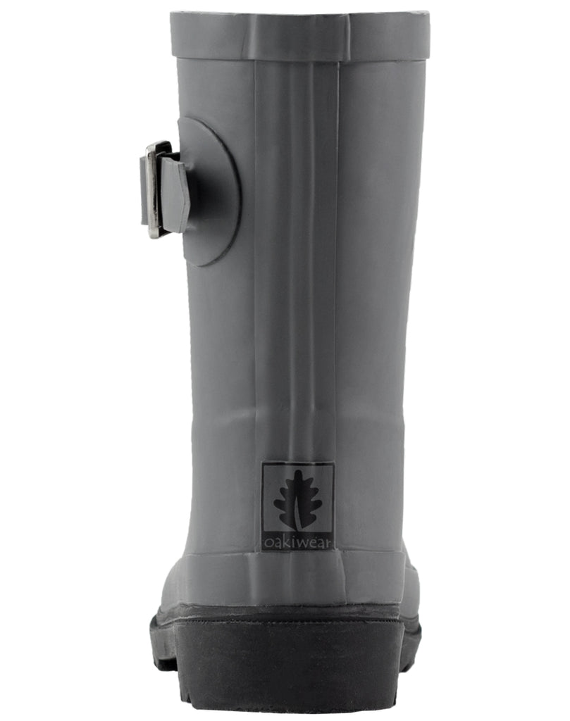 KID’S BUCKLE RUBBER RAIN BOOTS DARK GRAY & BLACK