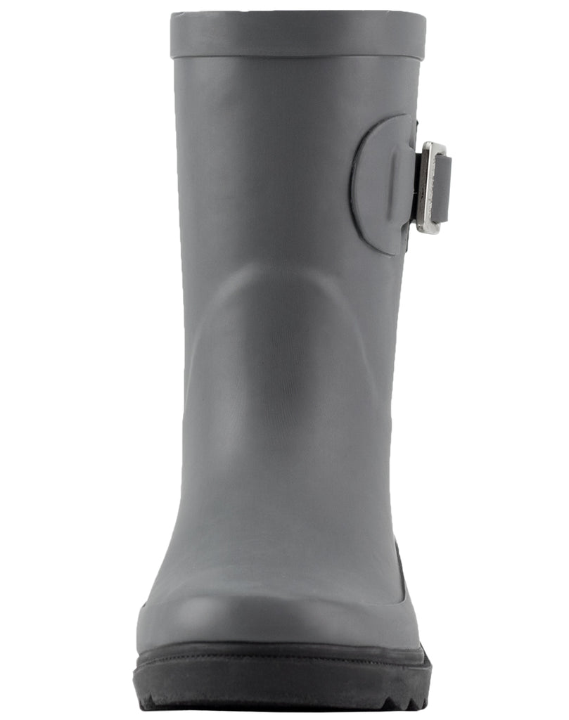 KID’S BUCKLE RUBBER RAIN BOOTS DARK GRAY & BLACK