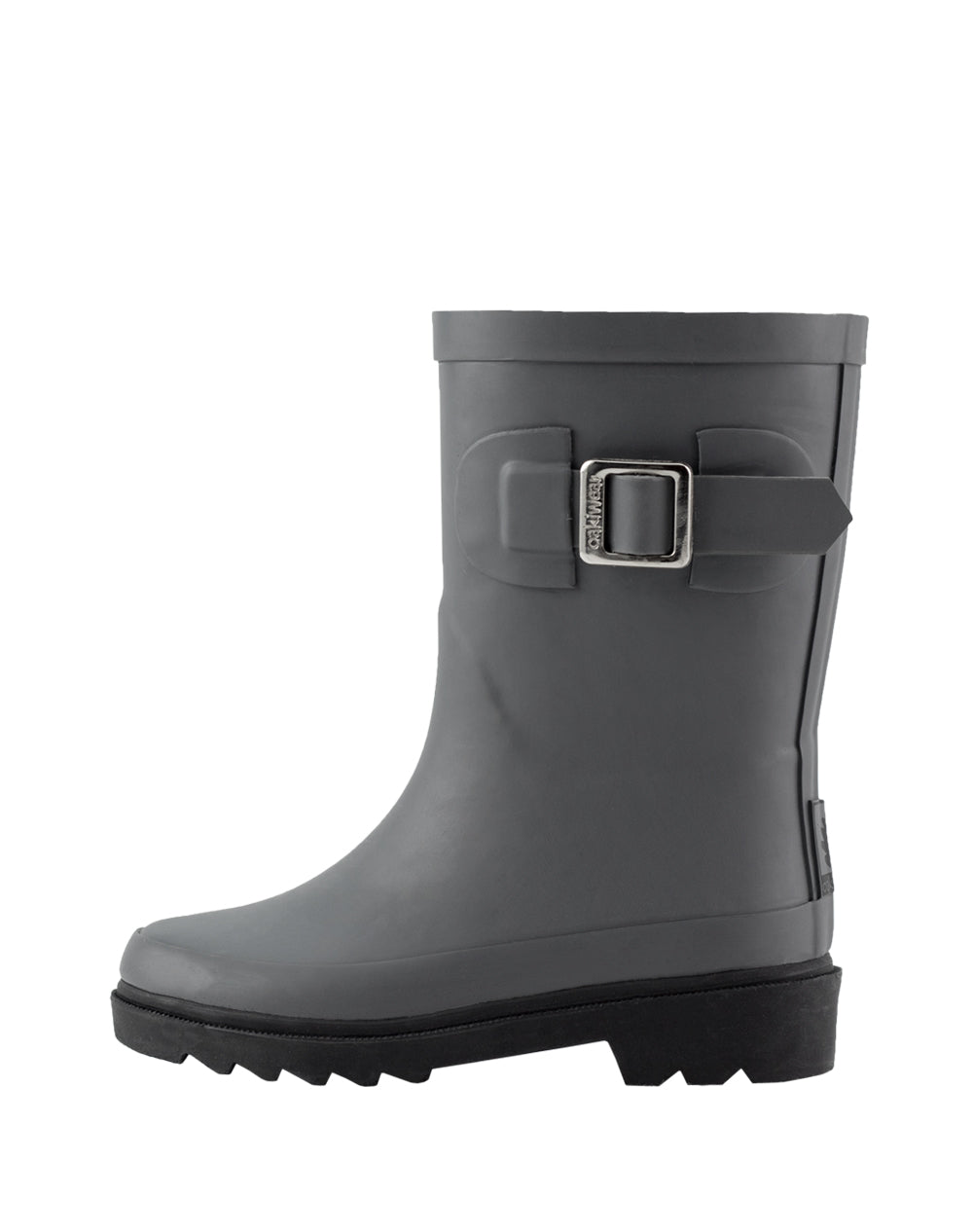KID’S BUCKLE RUBBER RAIN BOOTS DARK GRAY & BLACK