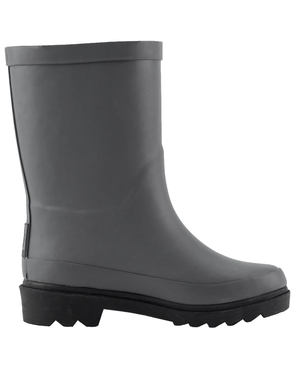 KID’S BUCKLE RUBBER RAIN BOOTS DARK GRAY & BLACK