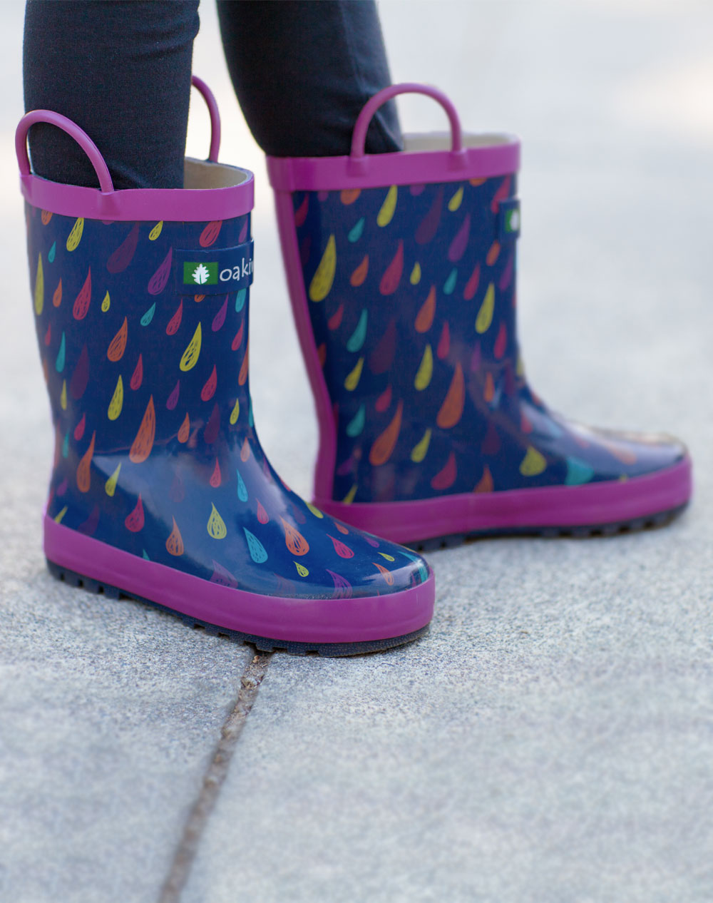 CHILDREN’S RUBBER RAIN BOOTS COLORFUL RAINDROPS