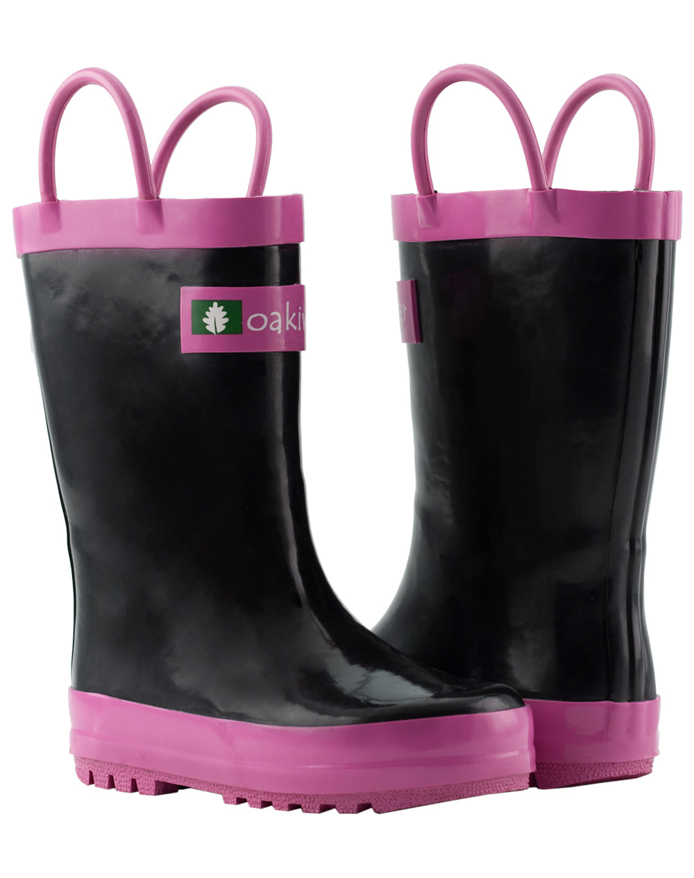 CHILDREN’S RUBBER RAIN BOOTS BLACK & PINK