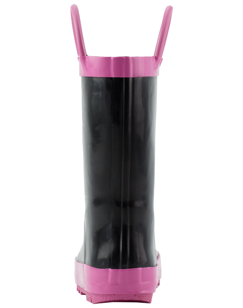 CHILDREN’S RUBBER RAIN BOOTS BLACK & PINK