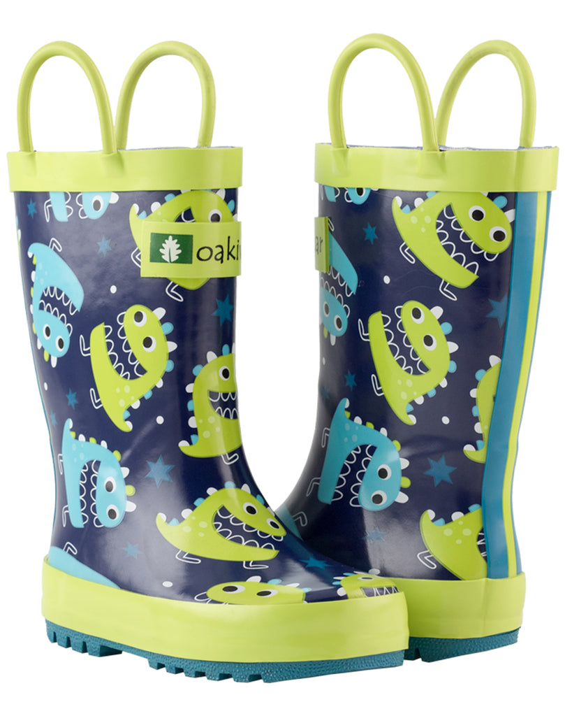 CHILDREN’S RUBBER RAIN BOOTS GREEN & BLUE MONSTERS