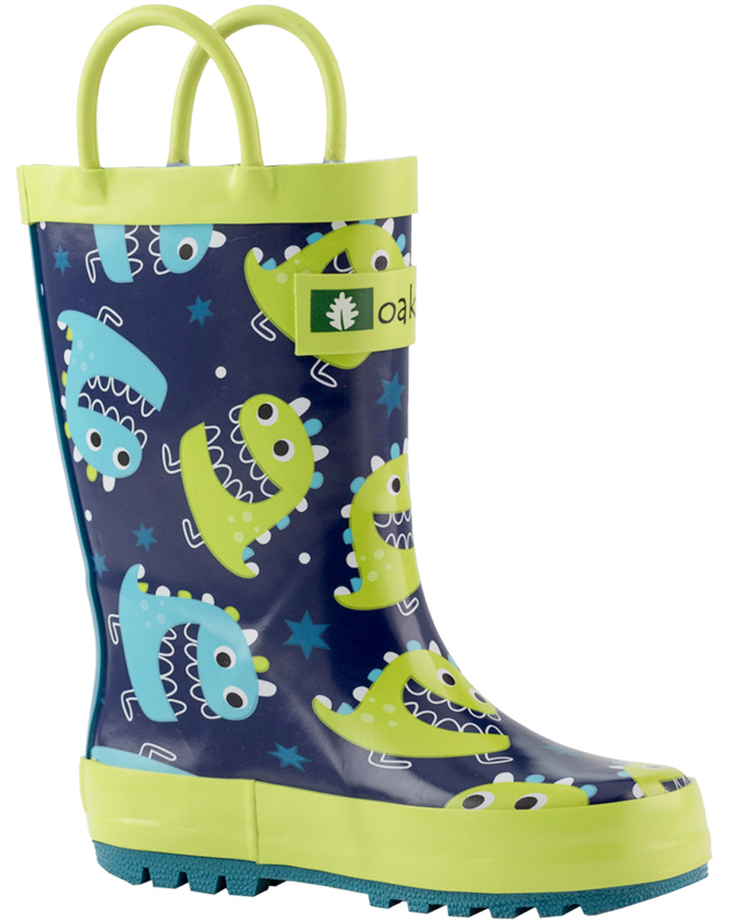 CHILDREN’S RUBBER RAIN BOOTS GREEN & BLUE MONSTERS