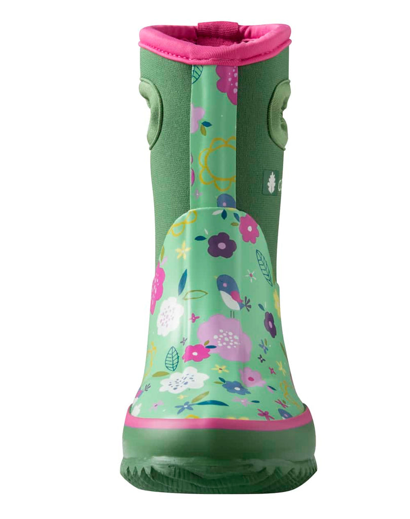 CHILDREN’S NEOPRENE RAIN/SNOW BOOTS, GREEN FLORAL