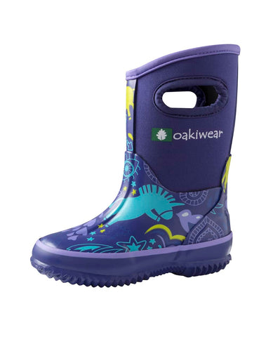 CHILDREN’S NEOPRENE RAIN/SNOW BOOTS, PURPLE UNICORN