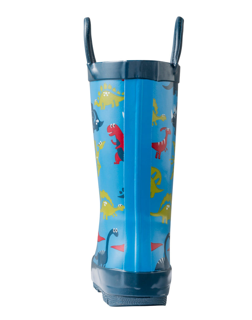 CHILDREN’S RUBBER RAIN BOOTS, BLUE DINOSAURS