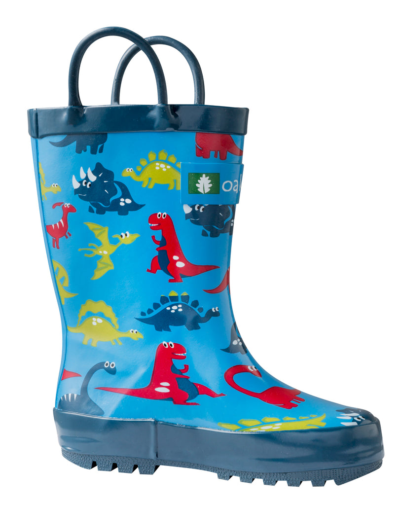 CHILDREN’S RUBBER RAIN BOOTS, BLUE DINOSAURS