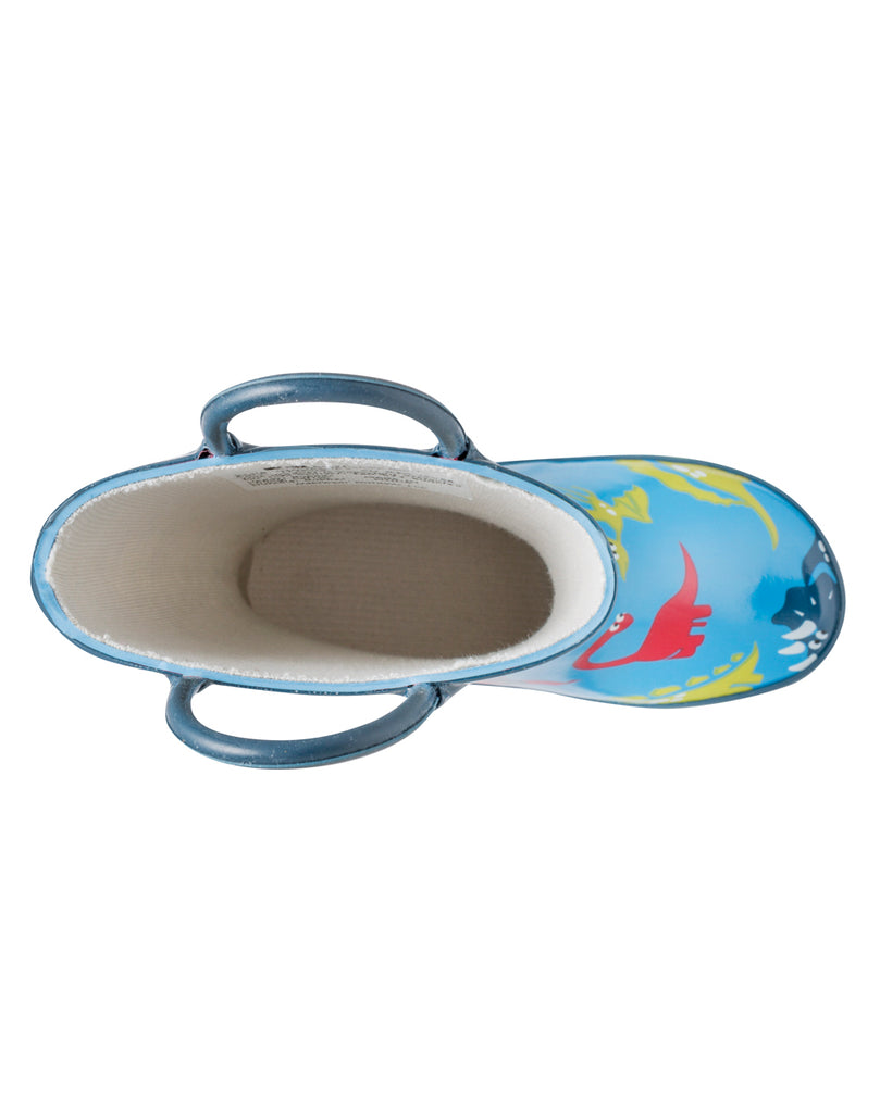 CHILDREN’S RUBBER RAIN BOOTS, BLUE DINOSAURS