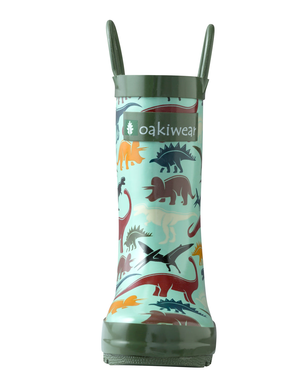 CHILDREN’S RUBBER RAIN BOOTS, EARTHY DINOSAURS