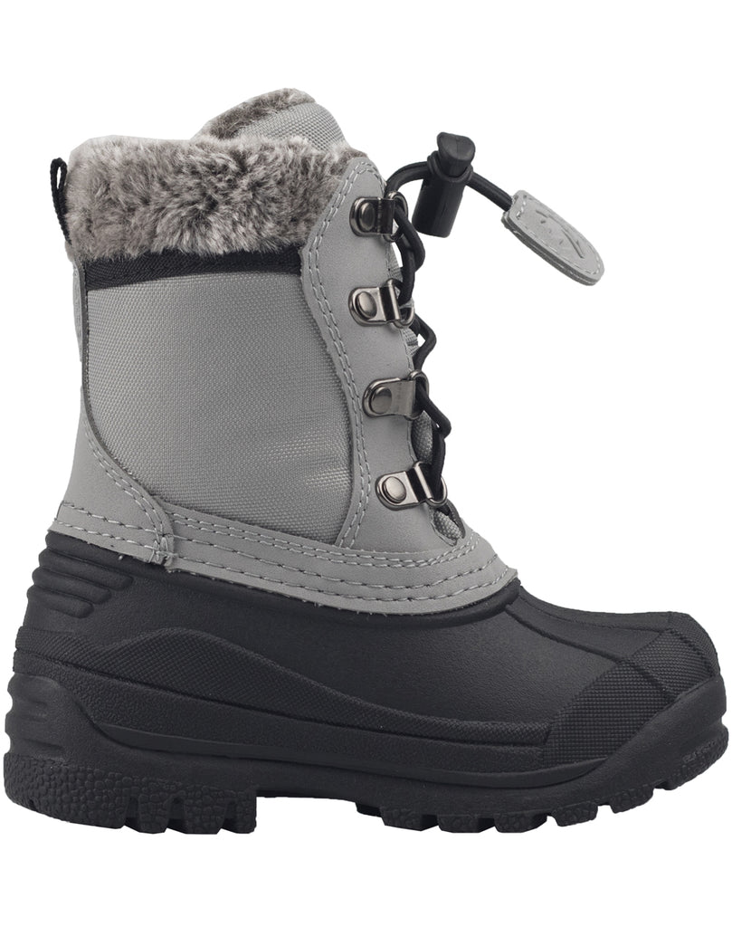 CHILDREN’S WINTER SNOW BOOTS, NEUTRAL GRAY