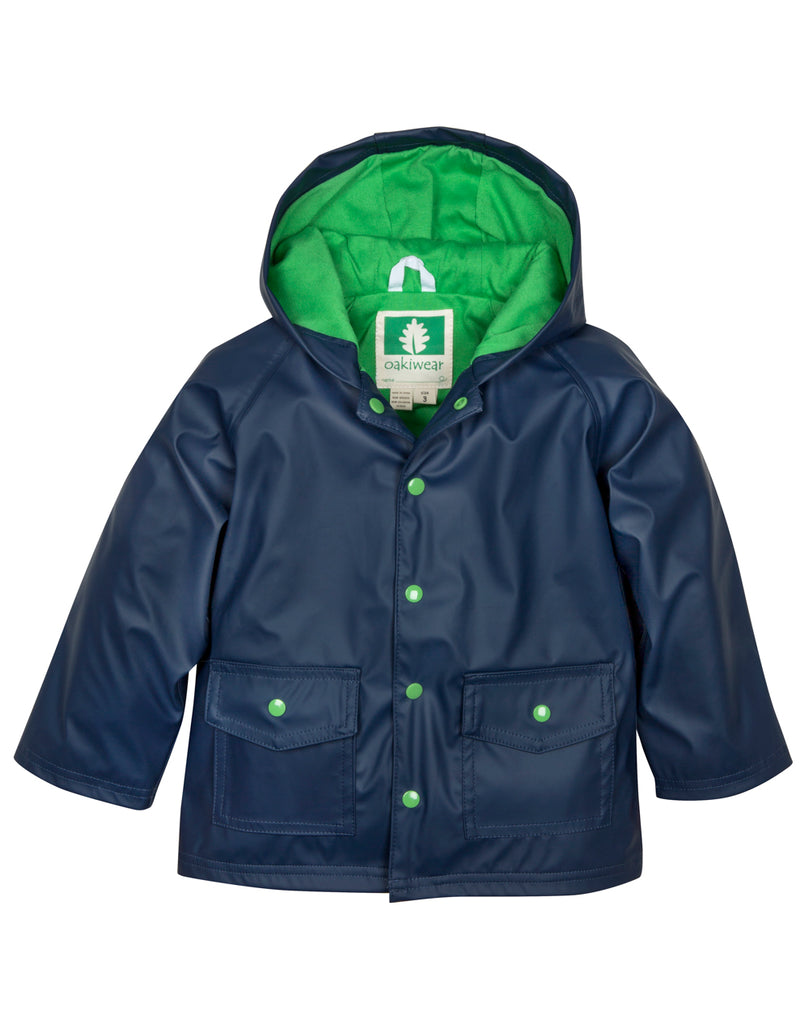 OAKIWEAR KID’S NAVY & GREEN RAIN COAT