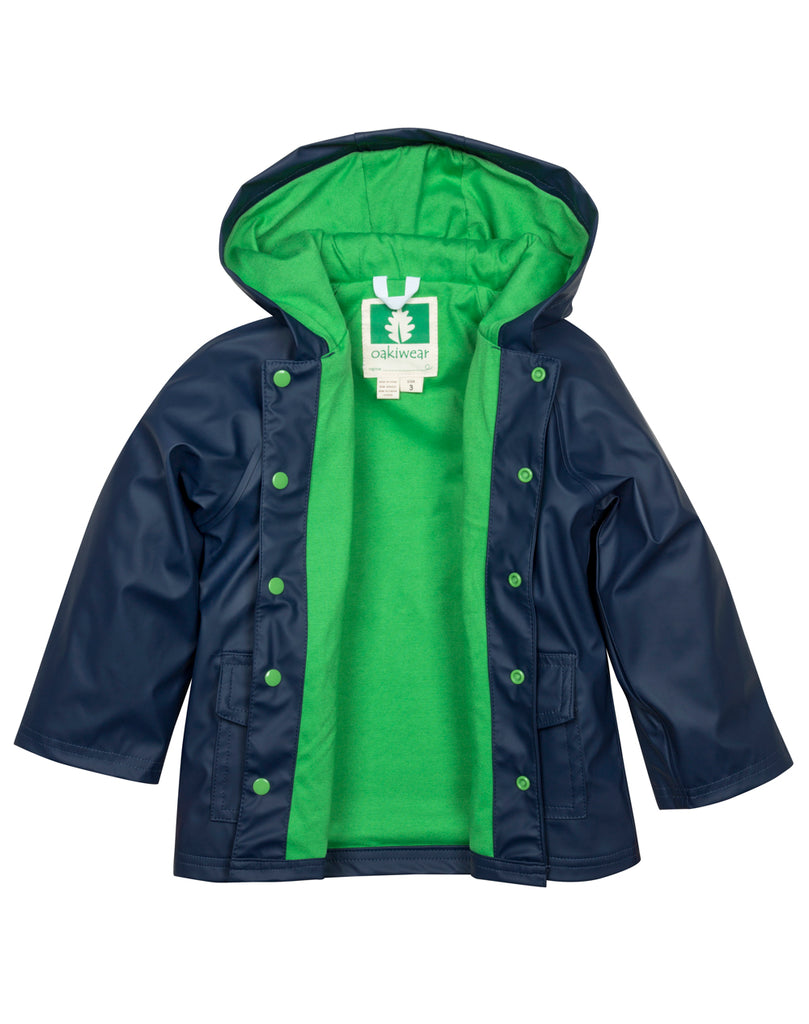 OAKIWEAR KID’S NAVY & GREEN RAIN COAT