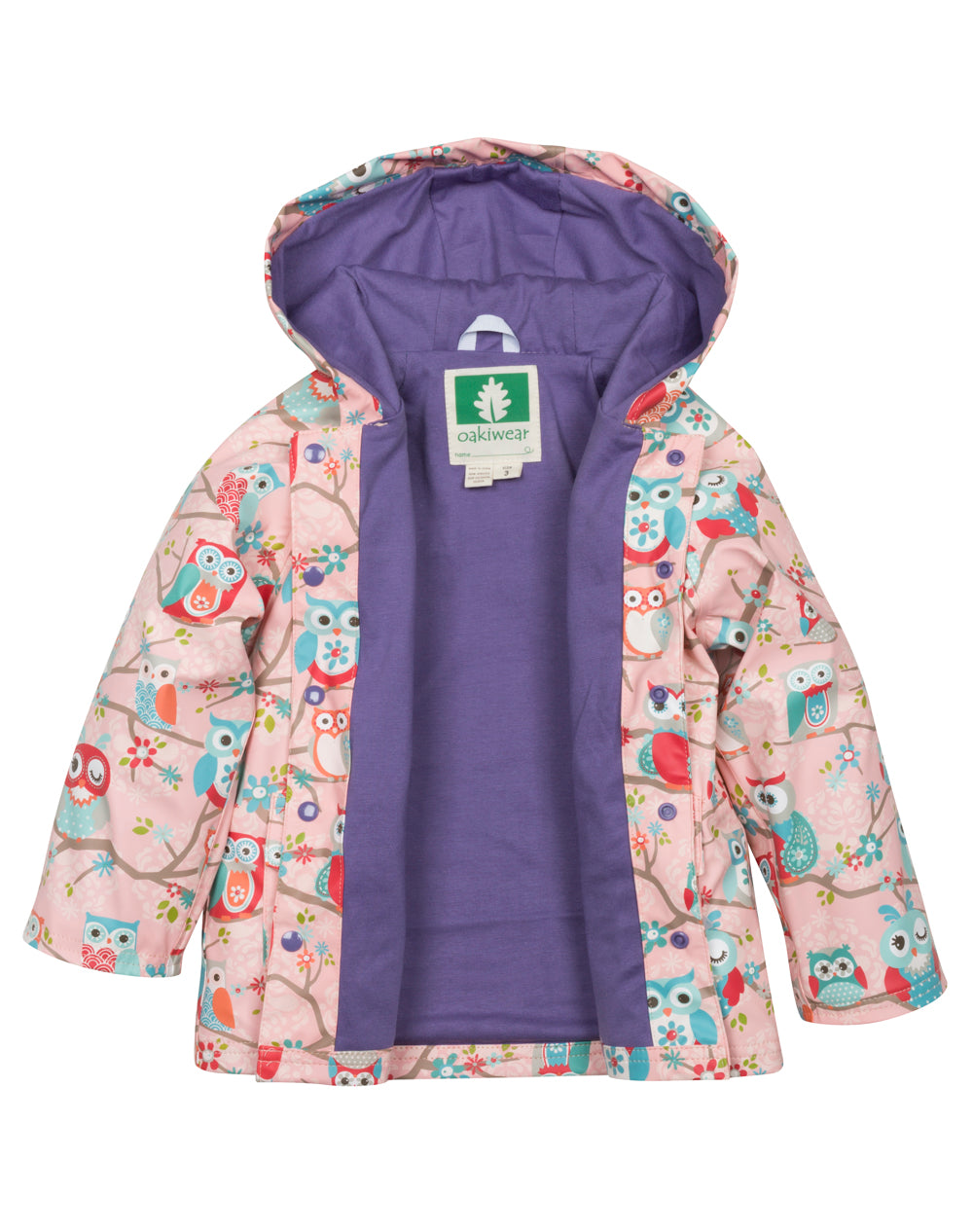 OAKIWEAR KID’S PERCHED OWLS RAIN COAT