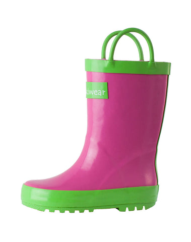 CHILDREN’S RUBBER RAIN BOOTS, PINKGREEN