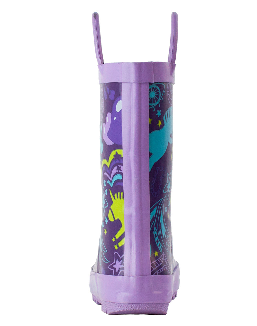 CHILDREN’S RUBBER RAIN BOOTS, PURPLE UNICORN