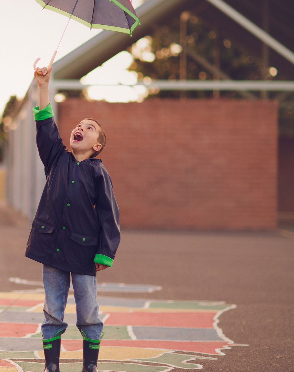 OAKIWEAR KID’S NAVY & GREEN RAIN COAT