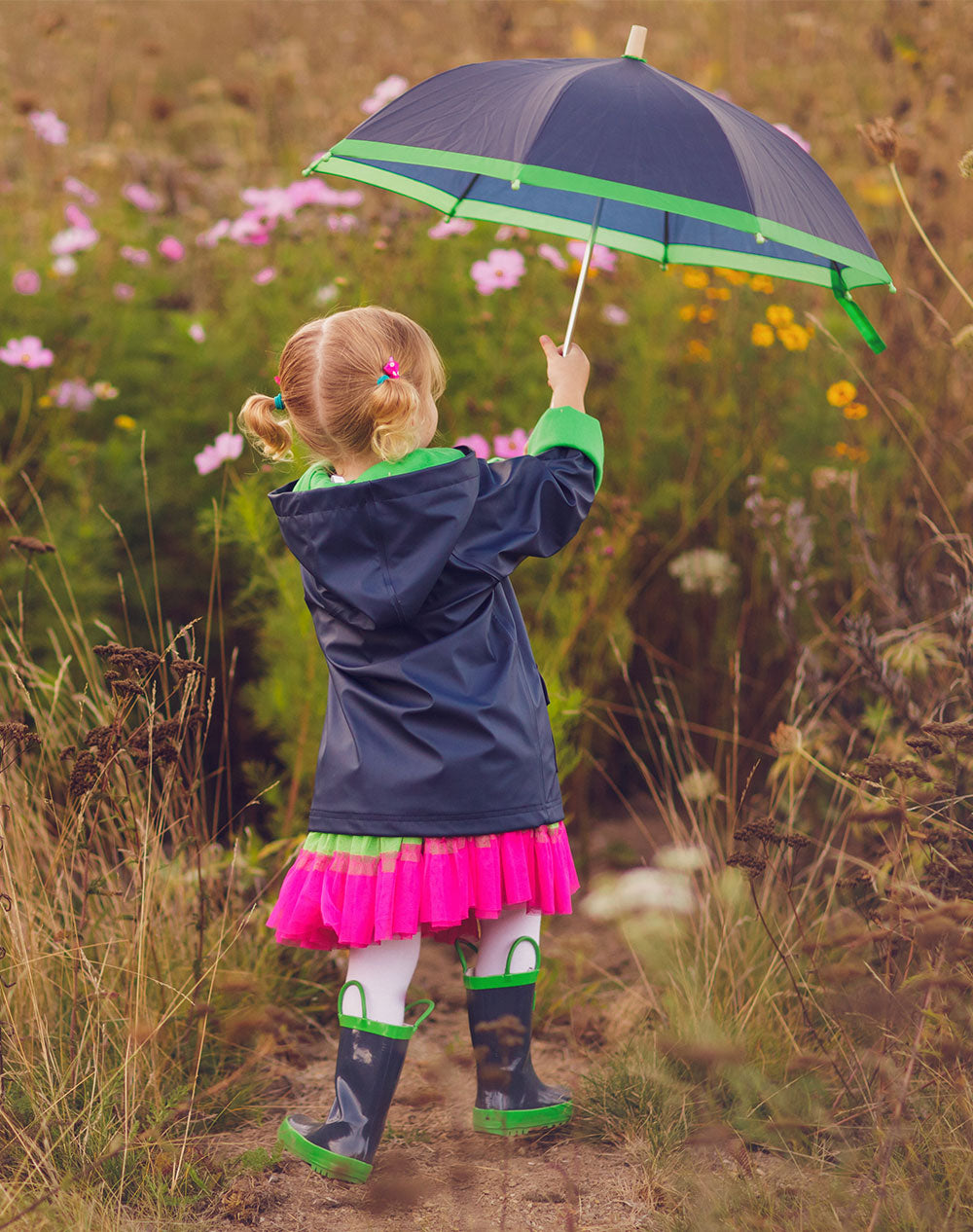 OAKIWEAR KID’S NAVY & GREEN RAIN COAT