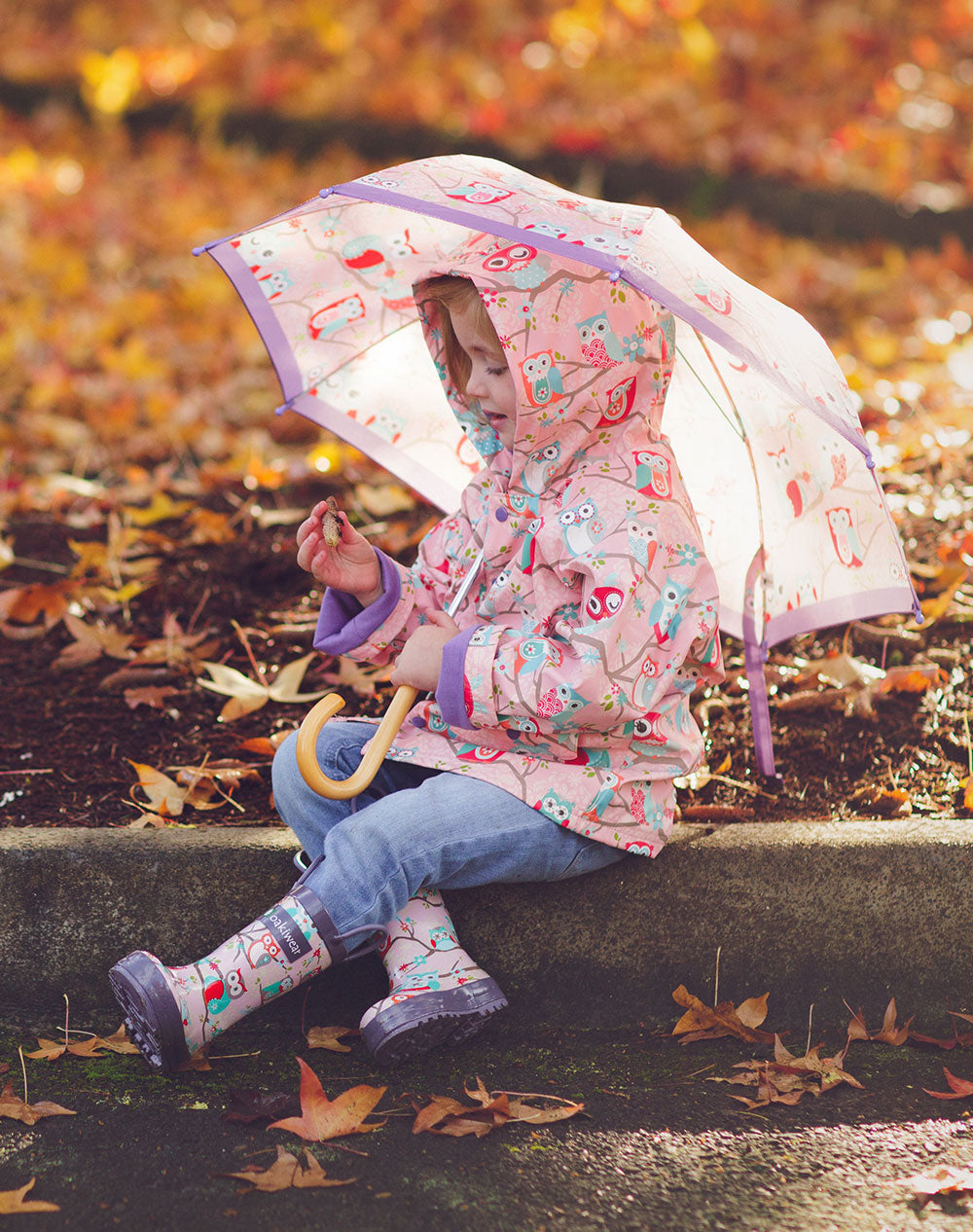 OAKIWEAR KID’S PERCHED OWLS RAIN COAT
