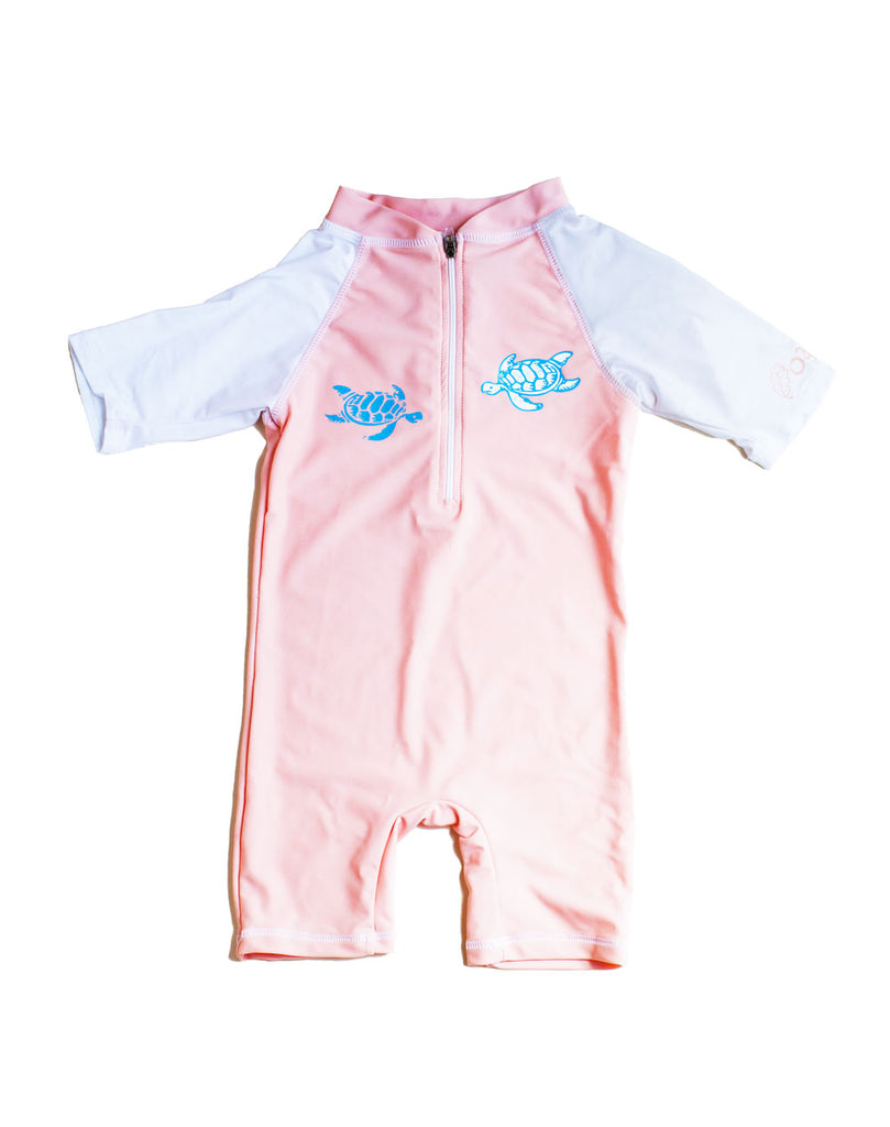 CHILDREN’S RASH GUARD SUN SUIT, WHITEPINK