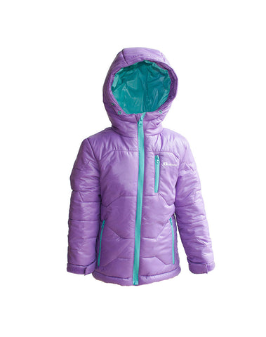 CHILDREN’S WINTER PUFFY JACKET, PURPLETEAL