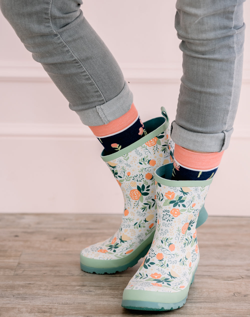 WOMEN’S RAIN BOOTS – NOXON – CORAL ROSES